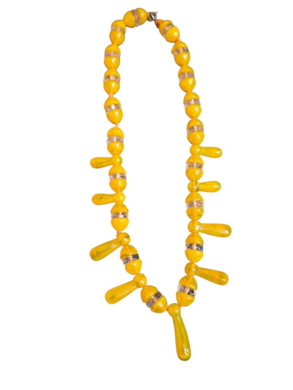 1920s/1930s Art Deco Czech Glass & Crystal Dangle Drop Necklace (A10268)